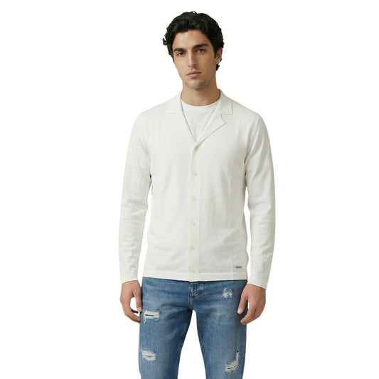 2455913 Gianni Lupo Cardigan Bianco Bavero Uomo
