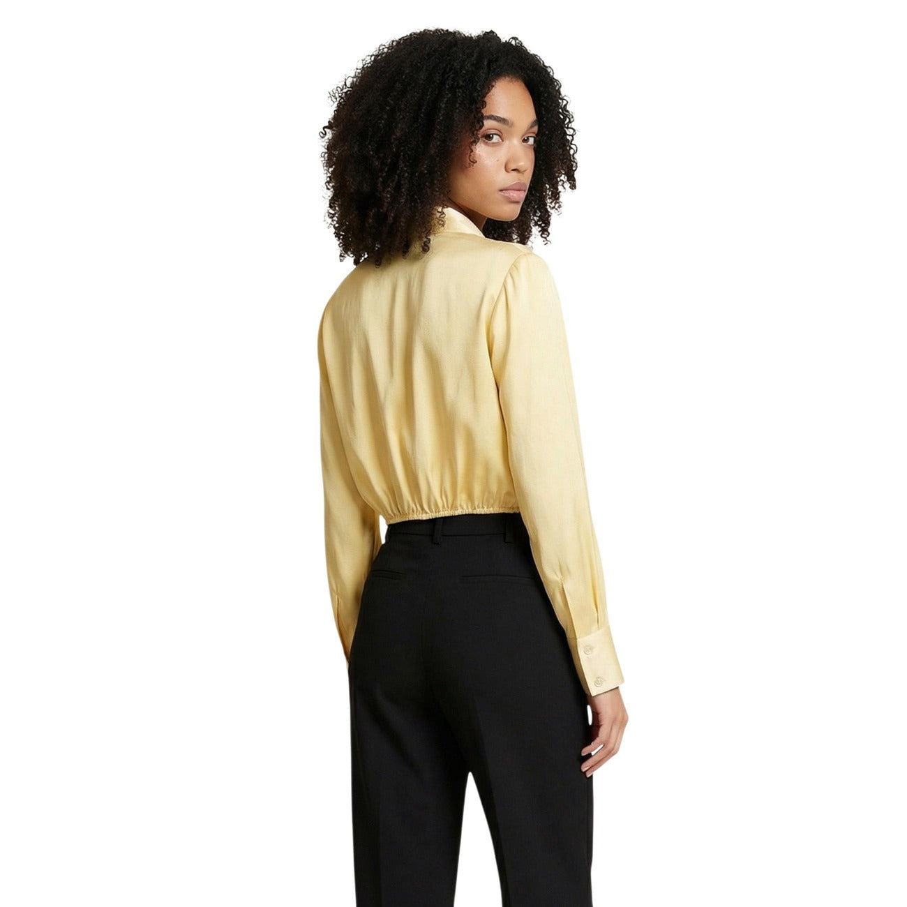 2456000 Artigli Camicia Gialla Cotone Bottoni Scollo Quadrato Donna