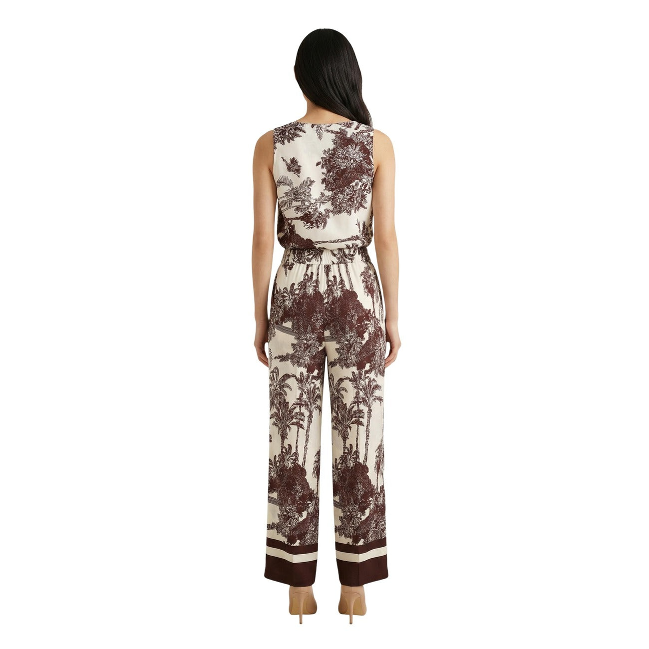 2456149 Artigli Pantaloni Beige Floreale Viscosa Donna