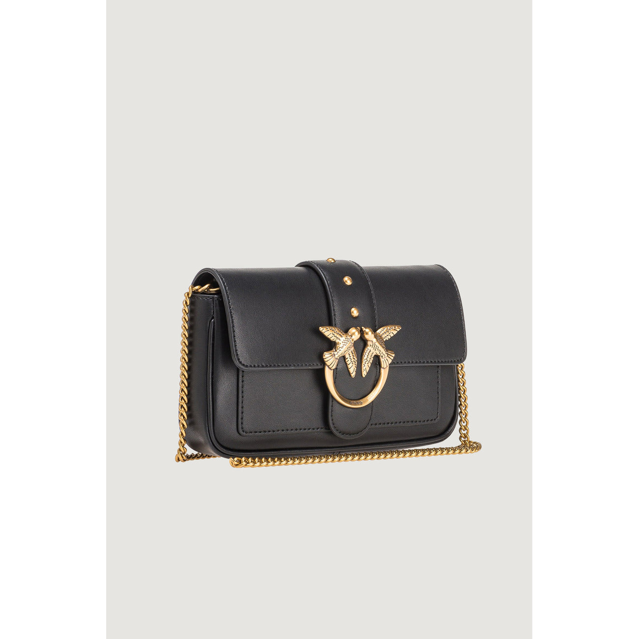 2407977 Pinko Borsa Tracolla Nera Pelle Bottone Gancio Donna
