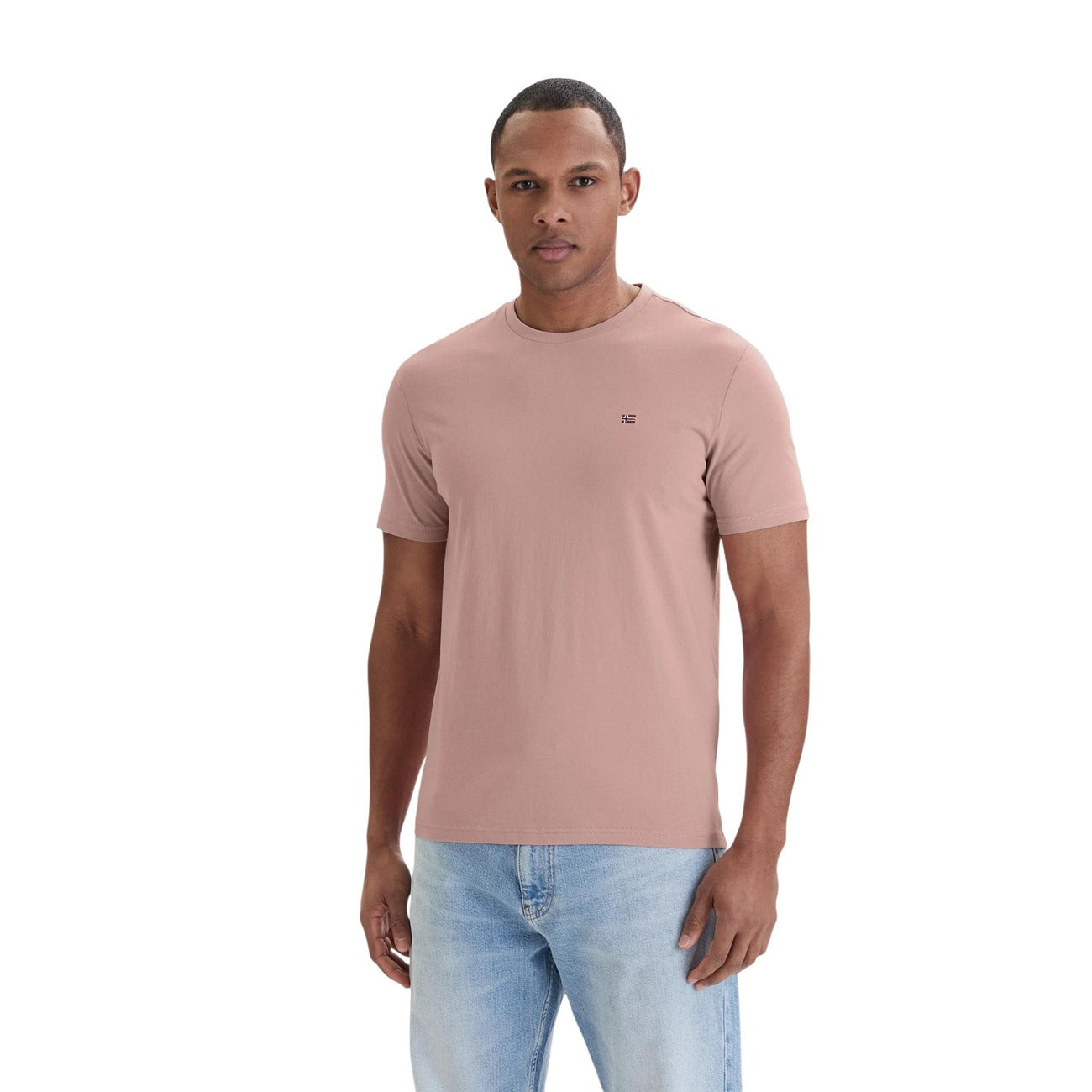 2458640 Napapijri T-Shirt Rosa Cotone Scollo Tondo Uomo