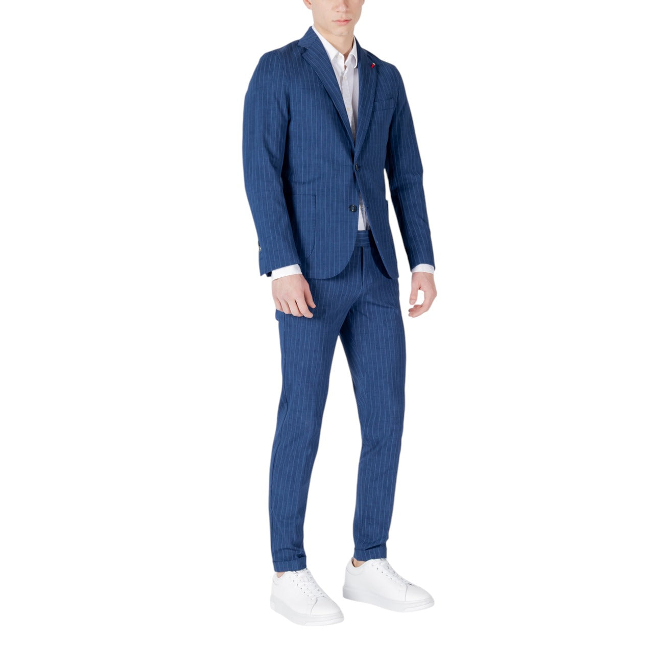 2416565 Mulish Abito Blu Gessato Bavero Bottoni Tasche Uomo