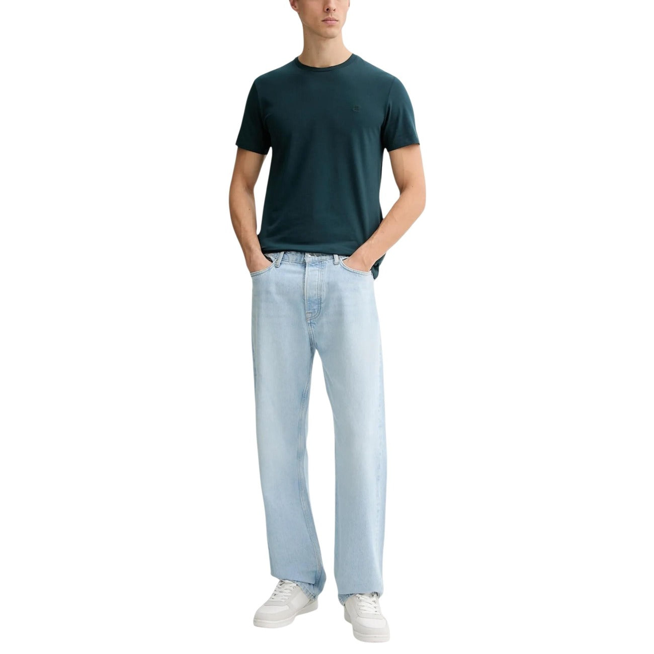 2452237 Calvin Klein T-Shirt Verde Cotone Elastan Uomo