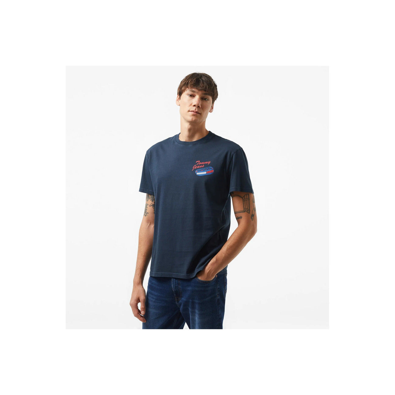 2429450 Tommy Jeans T-Shirt Blu Stampa Uomo