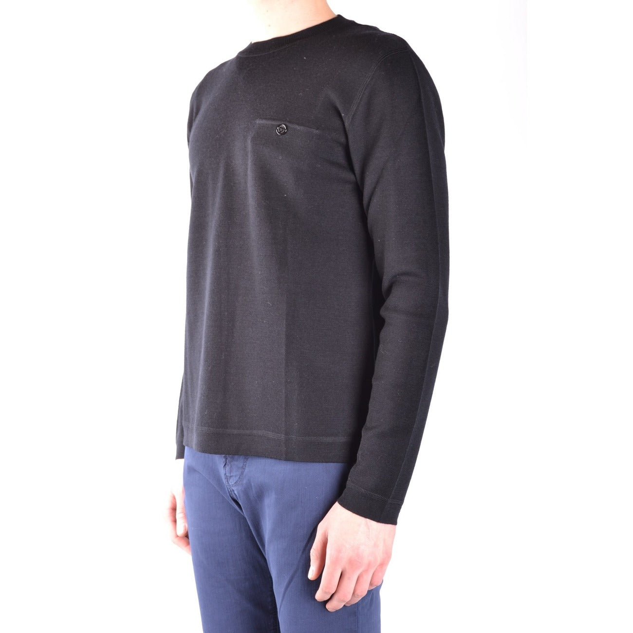 2431241 Paolo Pecora Maglia Nera Lana Tasca Uomo