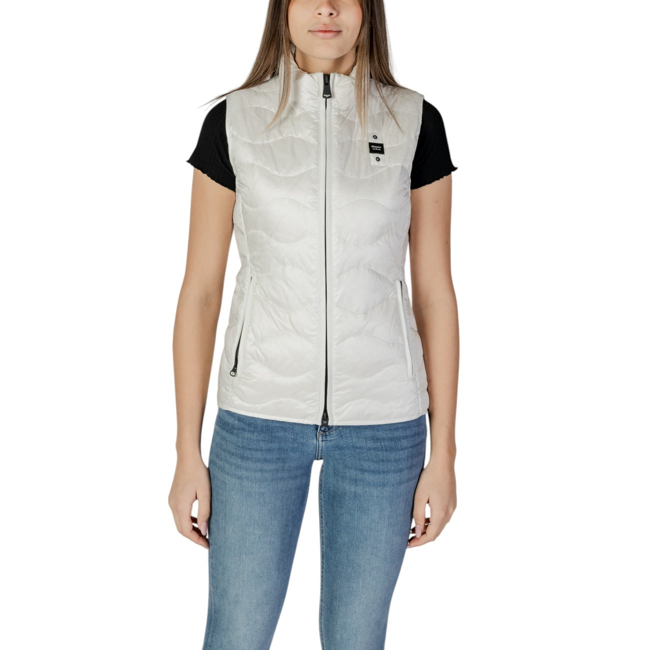 483239 Blauer Gilet Bianco Donna