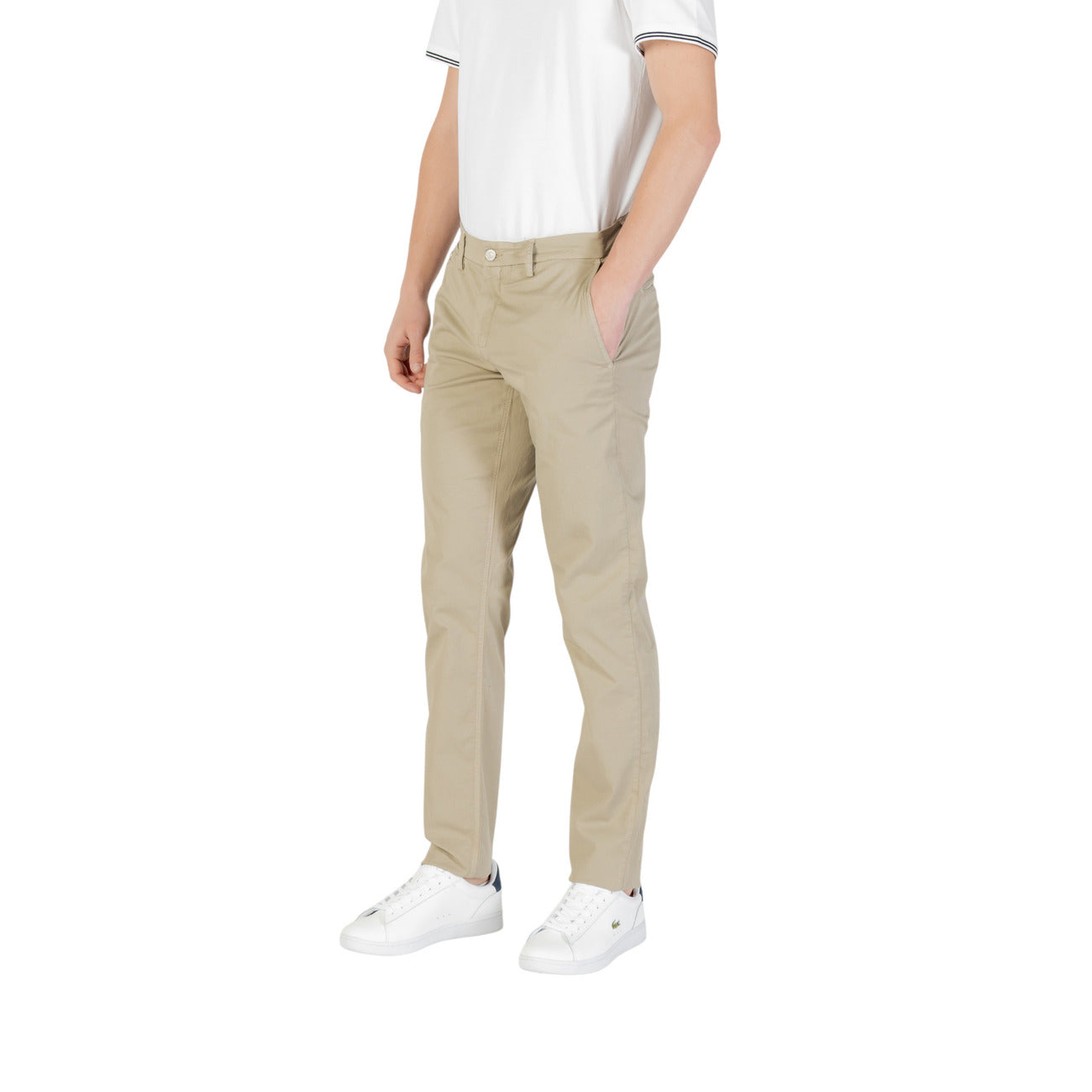 2421772 Replay Pantaloni Verde Monocromo Cotone Elastan Uomo