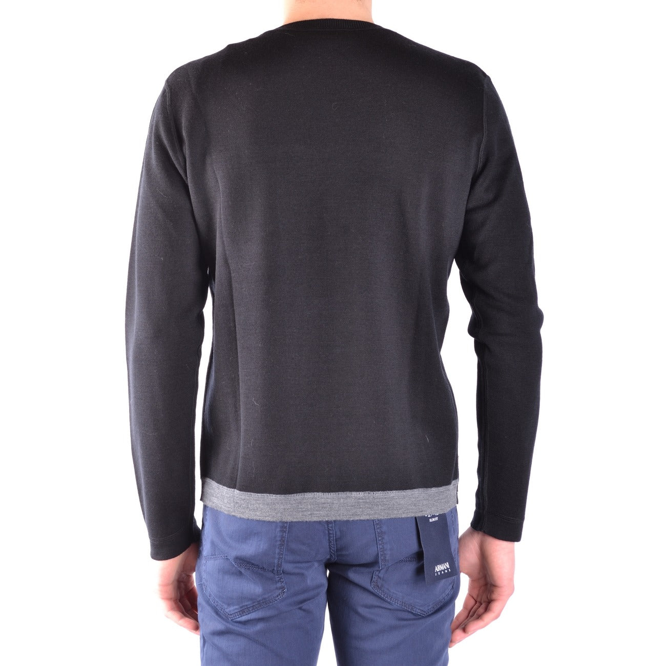 2431241 Paolo Pecora Maglia Nera Lana Tasca Uomo