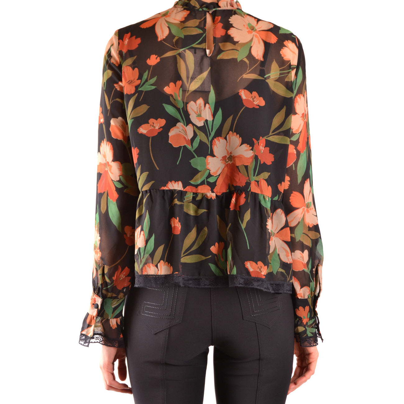 2430983 Twinset Blouse Nera Floreale Donna