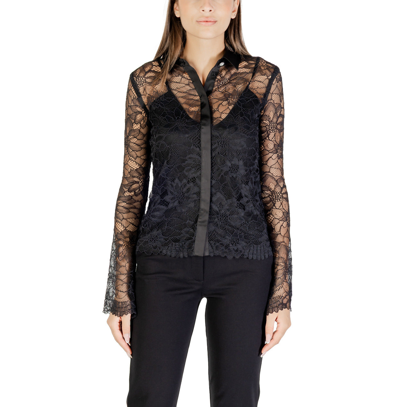 2427171 Guess Camicia Nera Donna Poliammide 99% Bottoni