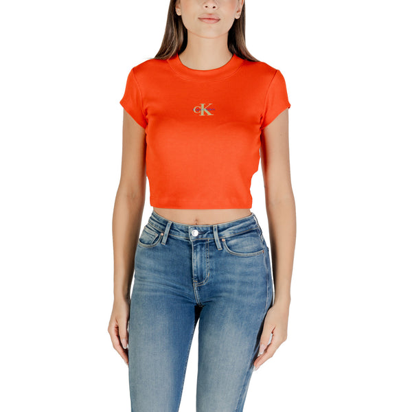 Slim Ribbed Archival Monogram Baby Tee WH7_15754800146_RED Top Donna