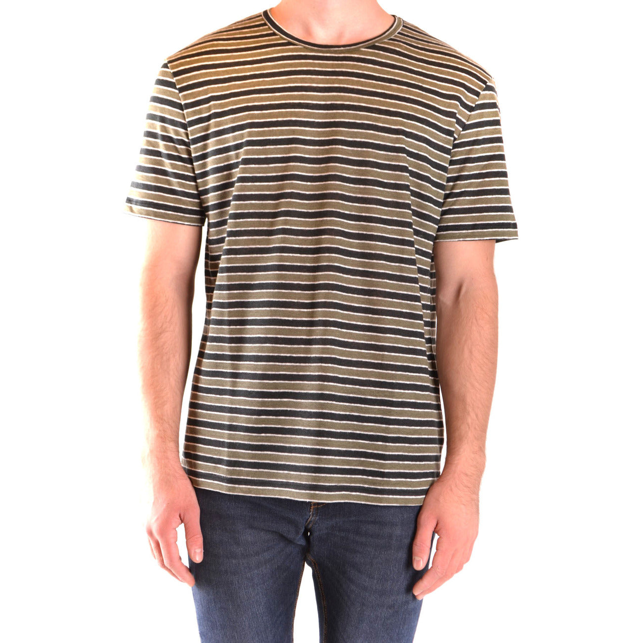 2431223 Paolo Pecora T-shirt Multicolore Righe Lino Uomo