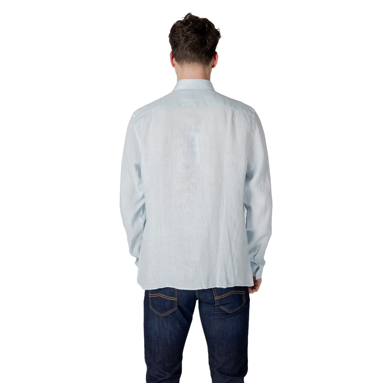 2413007 Lacoste Camicia Azzurra Lino Uomo