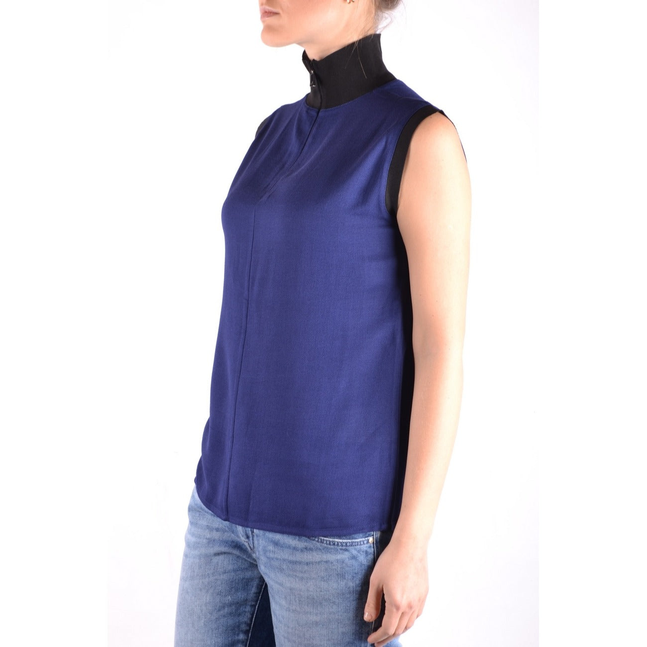 2437833 Jacob Cohen Gilet Blu Viscosa Lana Cerniera Made Italy Donna