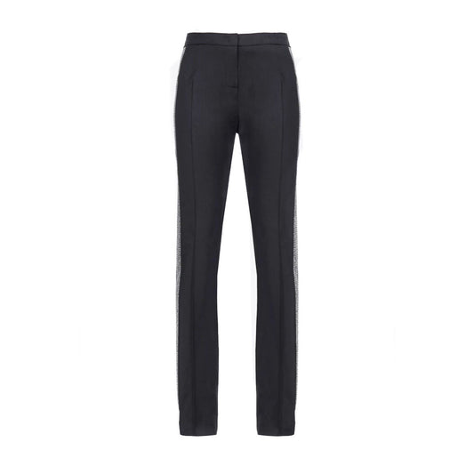 2422964 Pinko Pantaloni Neri Lana Viscosa Made Italy Donna