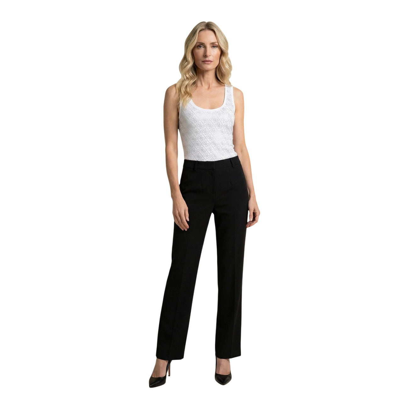 2453475 Guess Canotta Bianca Cotone Smanicata Donna
