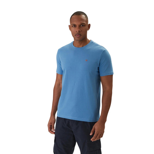 2458345 Napapijri T-Shirt Turchese Cotone Scollo Tondo Uomo