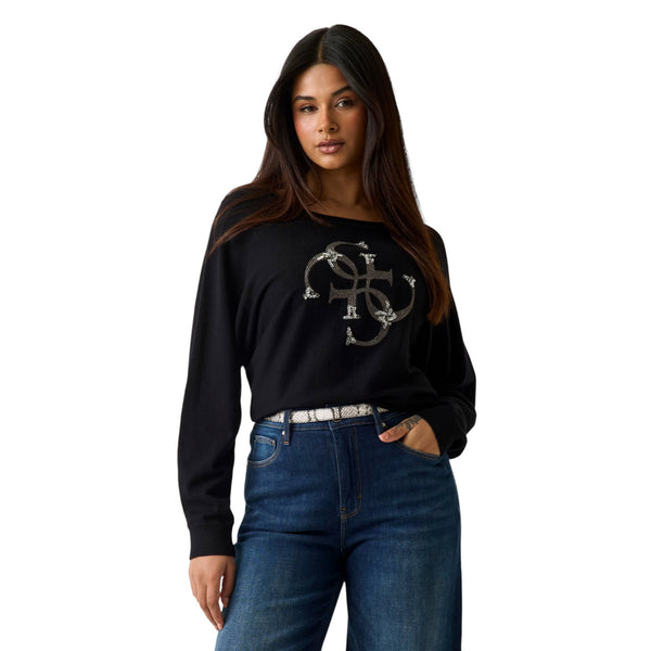 Gemma Batwing Strass Logo Top  Maglia Donna