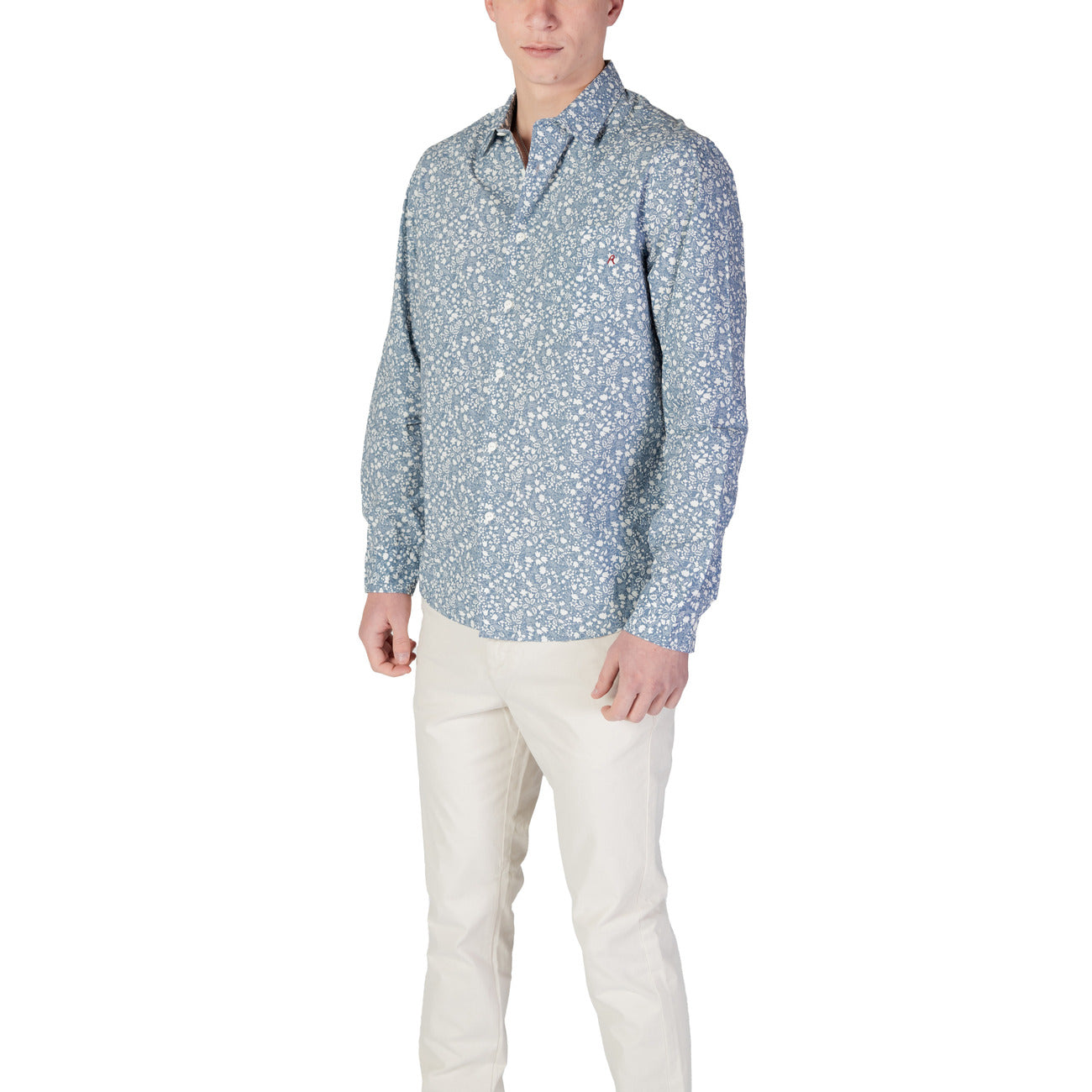 2409629 Replay Camicia Azzurra Floreale Uomo