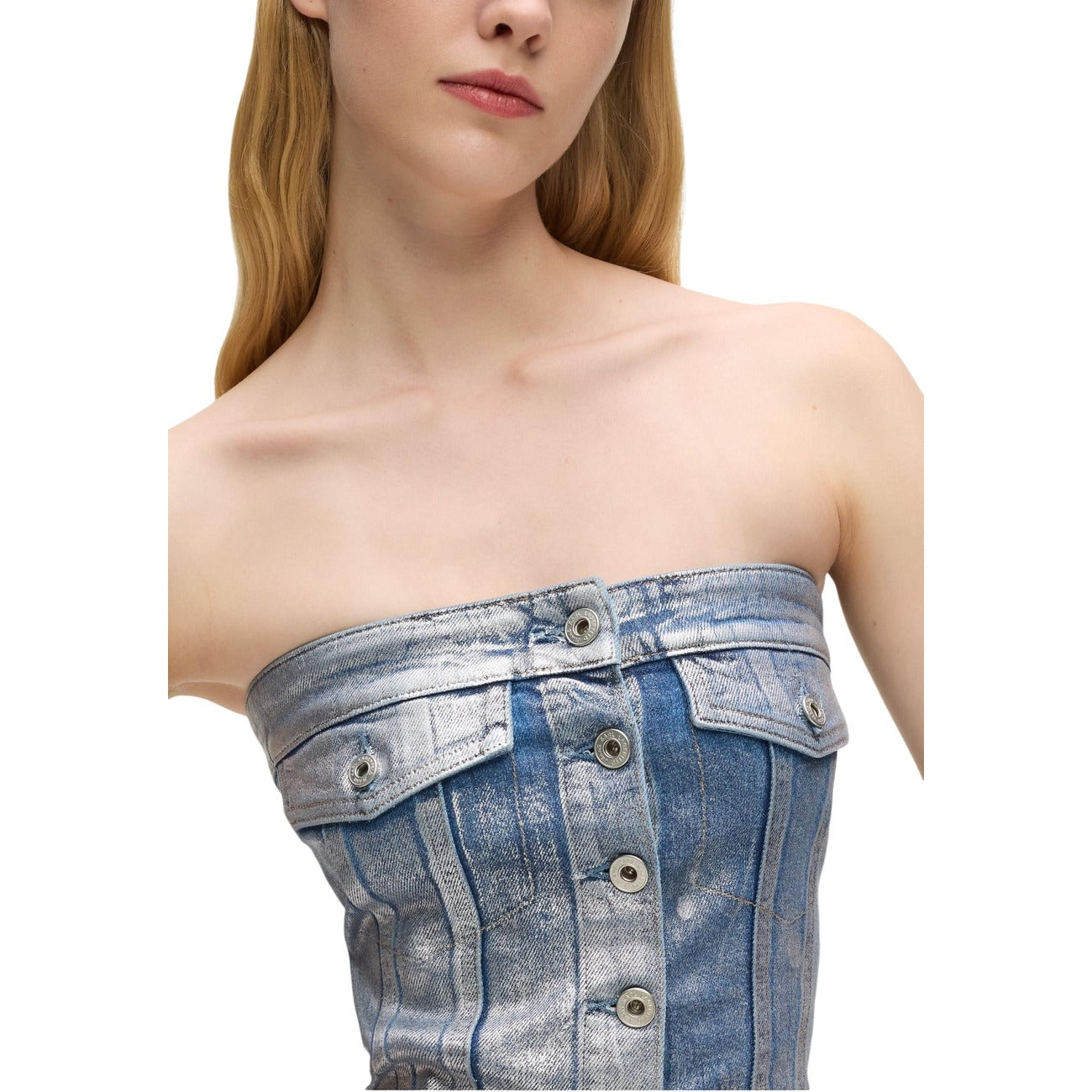 507677 Karl Lagerfeld Jeans Top Azzurro Cotone Donna