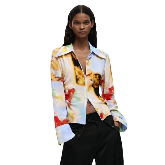 514674 Desigual Camicia Gialla Floreale Donna