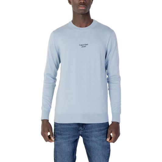 413127 Calvin Klein Jeans Maglia Azzurra Cotone Maniche Lunghe Uomo