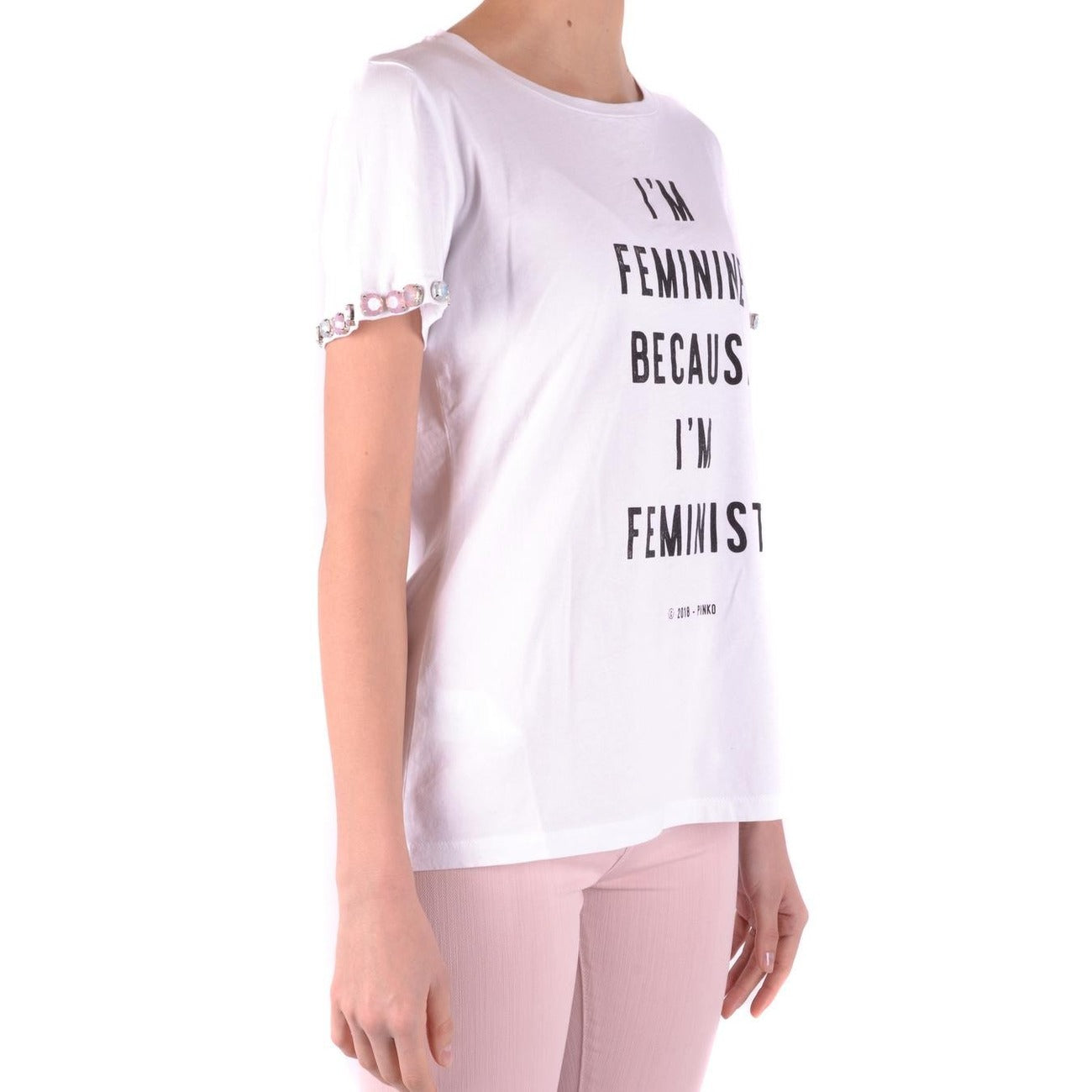 2423013 Pinko T-Shirt Bianca Donna Cotone 100% Stampa