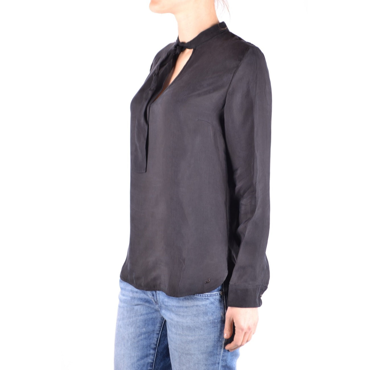 2437709 Jacob Cohen Blusa Nera Viscosa Cupro Lacci Made Italy Donna