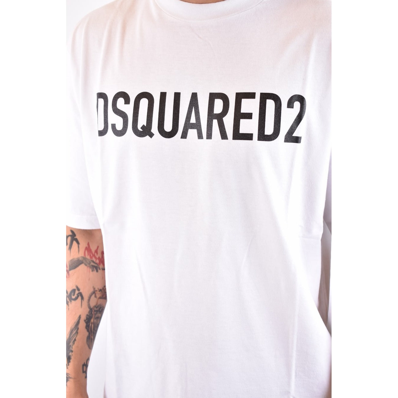 2423404 Dsquared2 T-Shirt Bianca Stampa Uomo