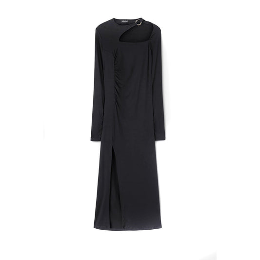 2432917 Dondup Abito Nero Lungo Donna Viscosa Maniche Lunghe