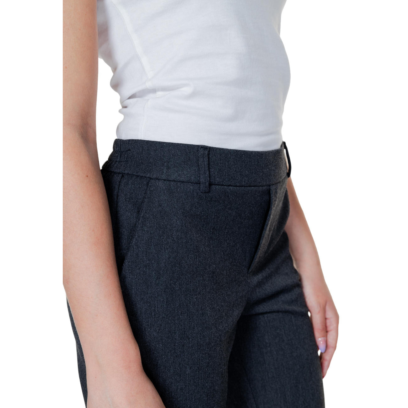 2294198 Vero Moda Pantaloni Grigi Melange Tasche Donna