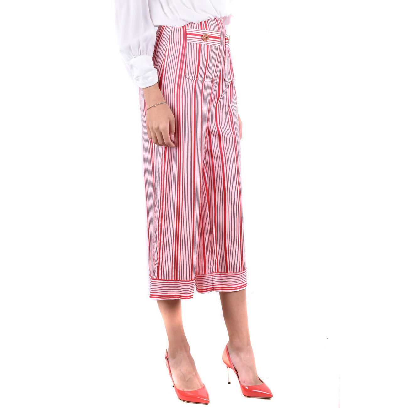 2425090 Elisabetta Franchi Pantaloni Rosso Righe Donna