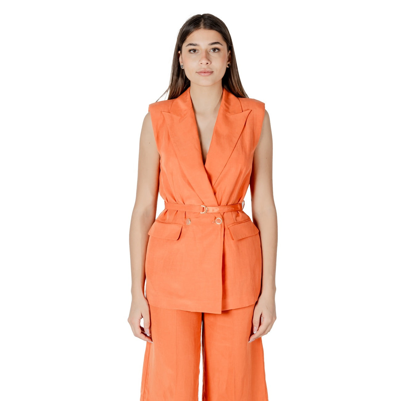 485464 Liu Jo Gilet Arancione Lino Lyocell Donna