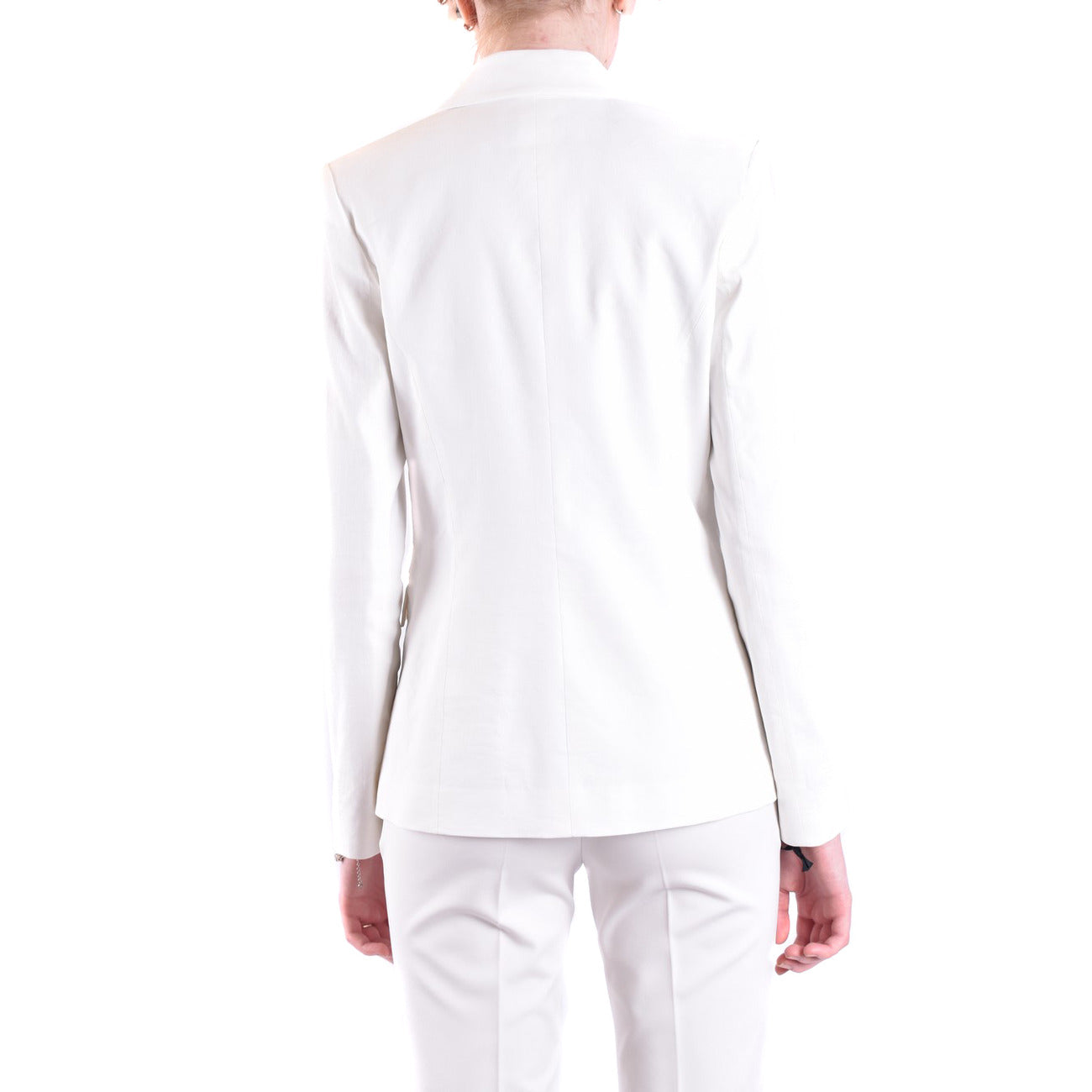 2422975 Pinko Giacca Bianca Lino Bavero Made Italy Donna
