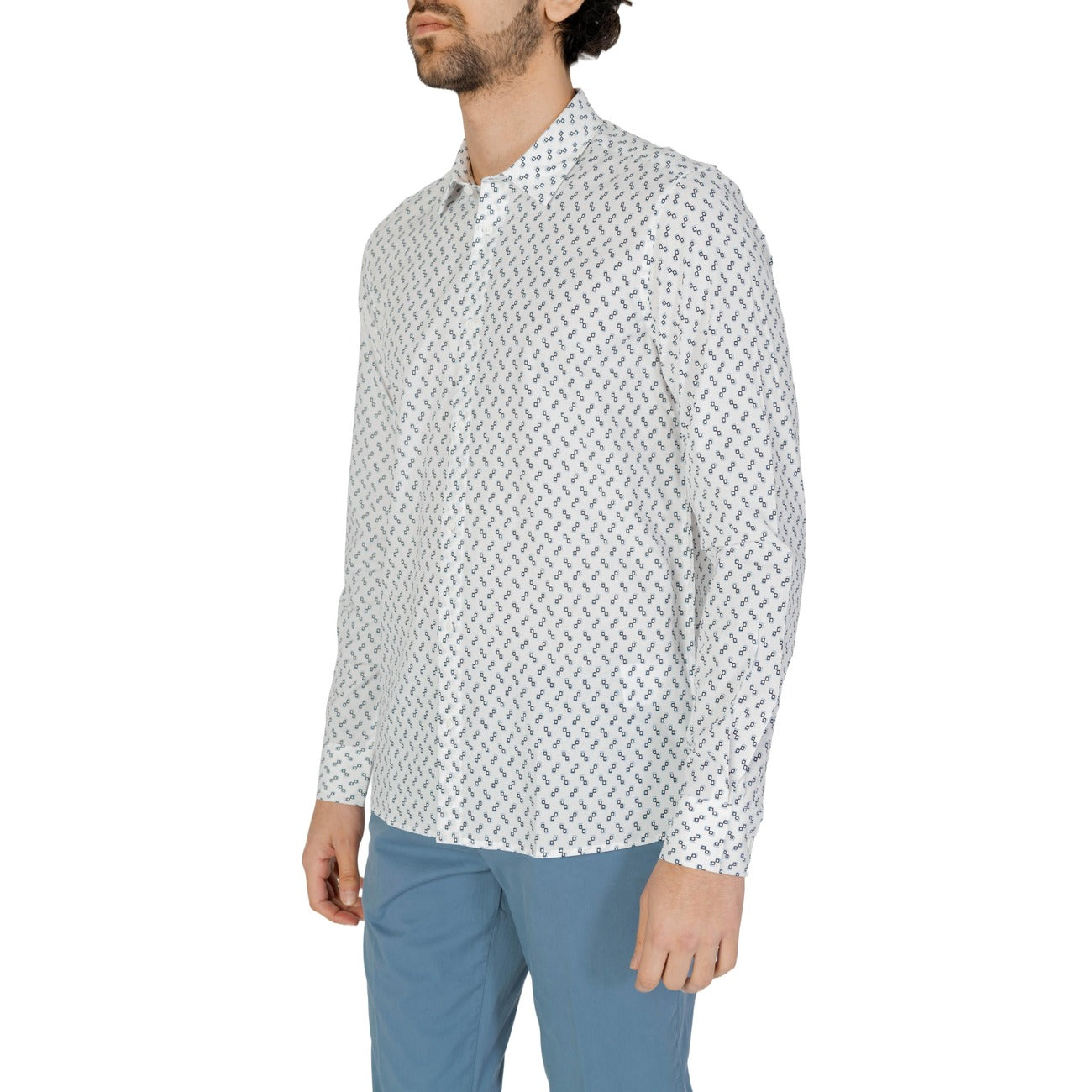 2211281 Antony Morato Camicia Bianca Geometrica Cotone Viscosa Uomo