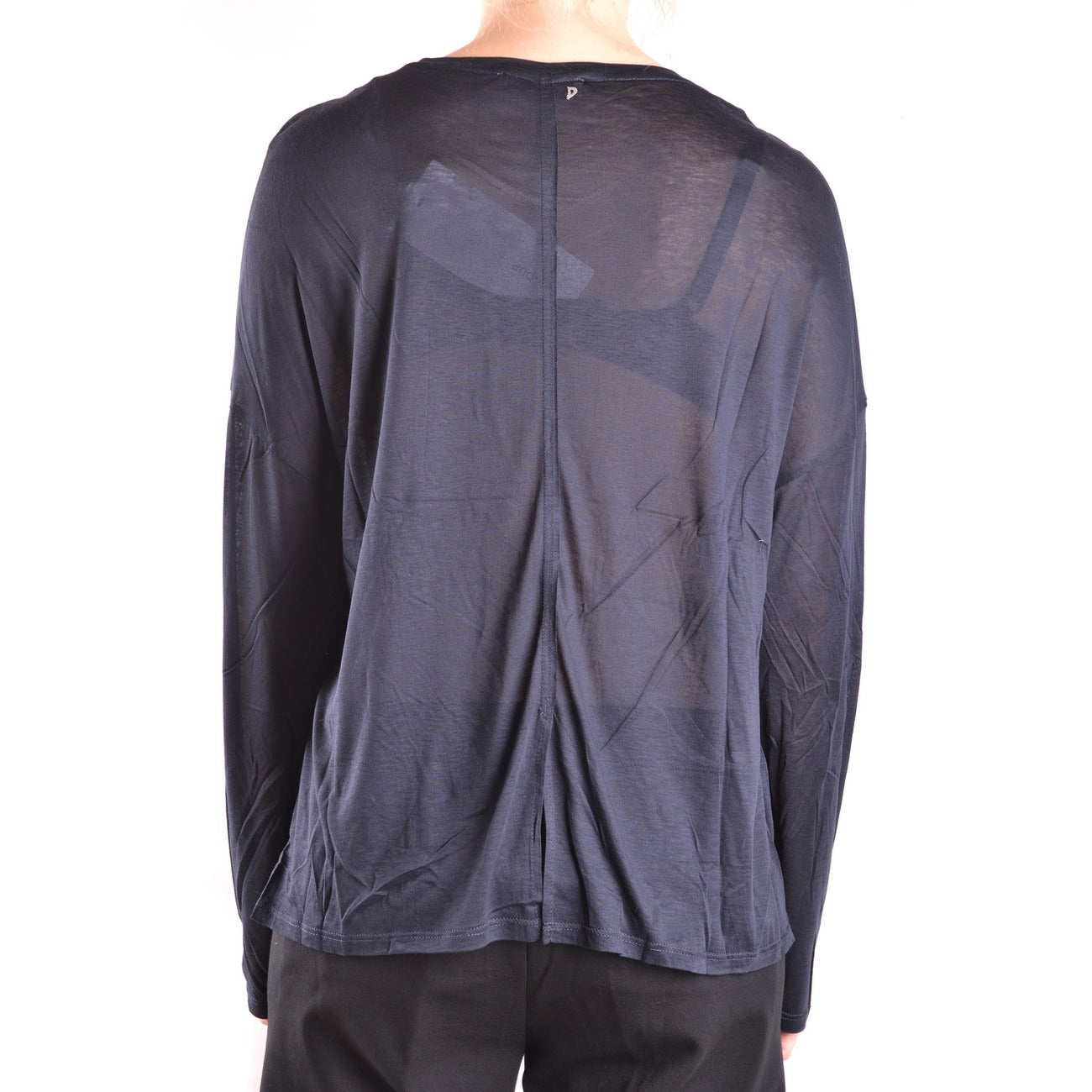 2429998 Dondup Maglia Nera Viscosa Scollo Tondo Donna