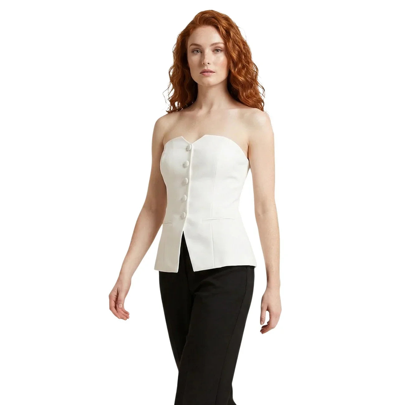 516745 Morgan De Toi Top Bianco Scollo Cuore Donna Primavera/Estate