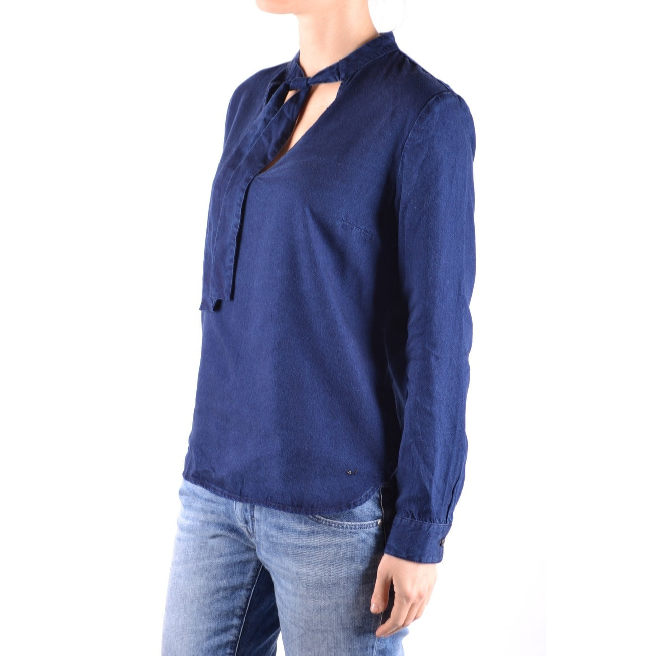 2437708 Jacob Cohen Blusa Blu Lyocell Lacci Made Italy Donna