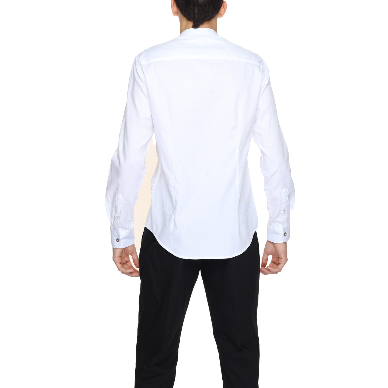 2220056 Gianni Lupo Camicia Bianca Cotone Colletto Coreano Uomo