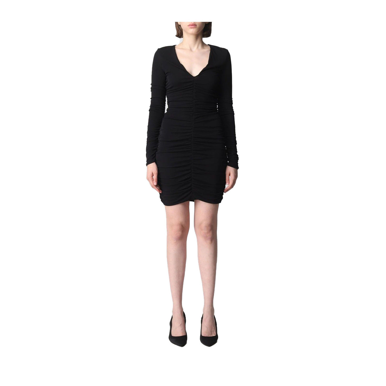 2422970 Pinko Abito Nero Corto Donna Scollo V Zip