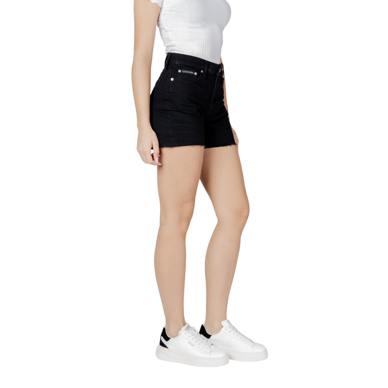 2418282 Calvin Klein Jeans Shorts Neri Zip Tasche Donna