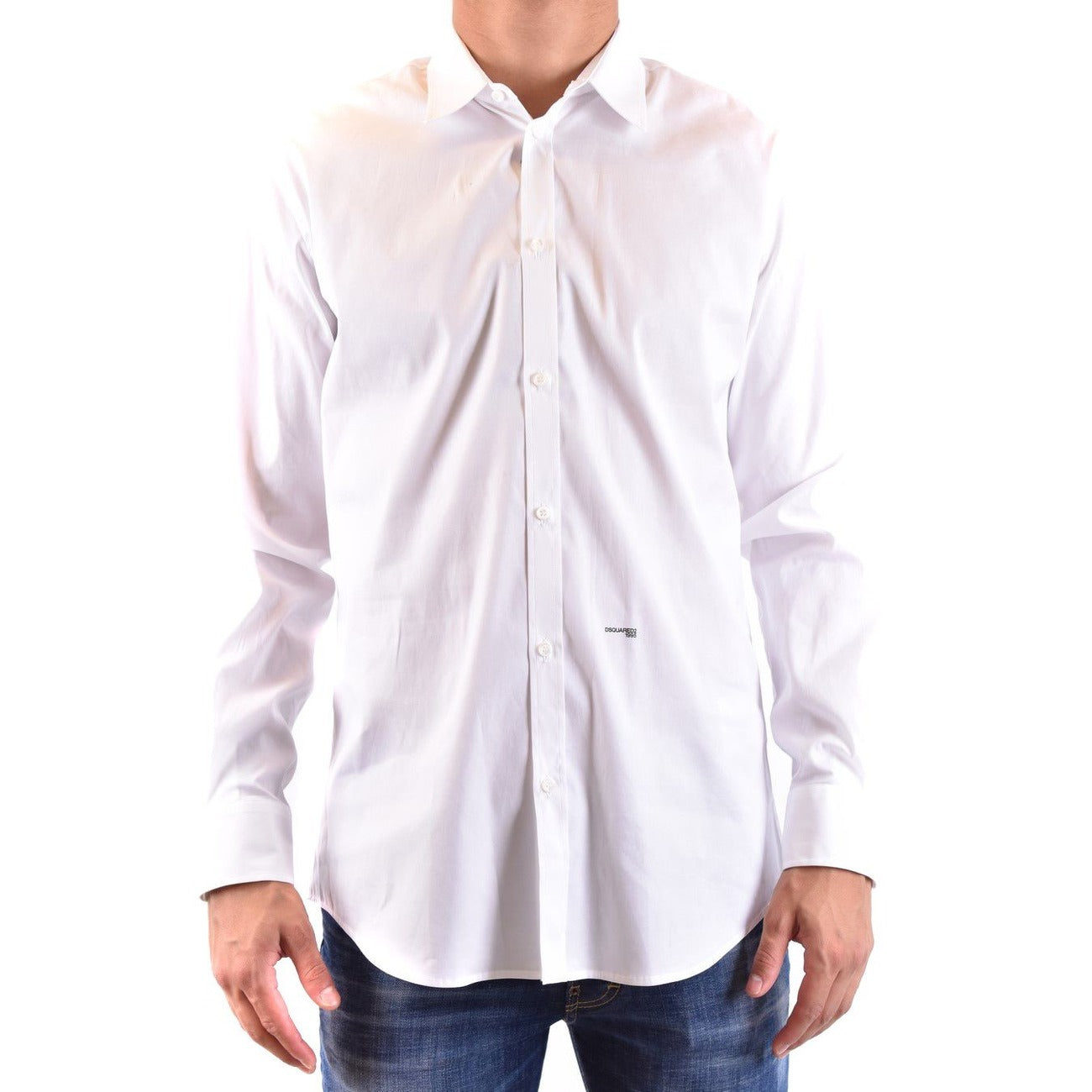 2424454 Dsquared2 Camicia Bianca Cotone Colletto Classico Uomo