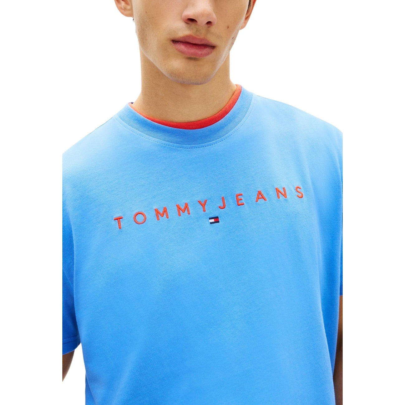2457546 Tommy Hilfiger Jeans T-Shirt Azzurro Stampa Uomo