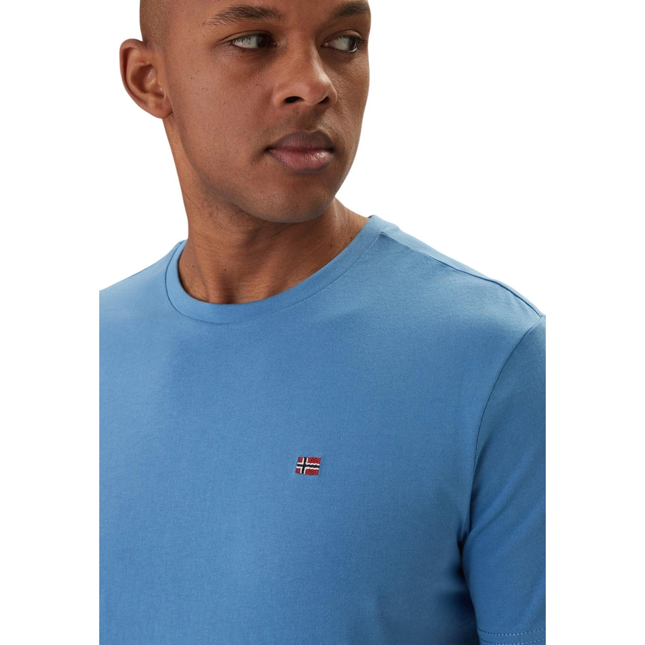 2458345 Napapijri T-Shirt Turchese Cotone Scollo Tondo Uomo