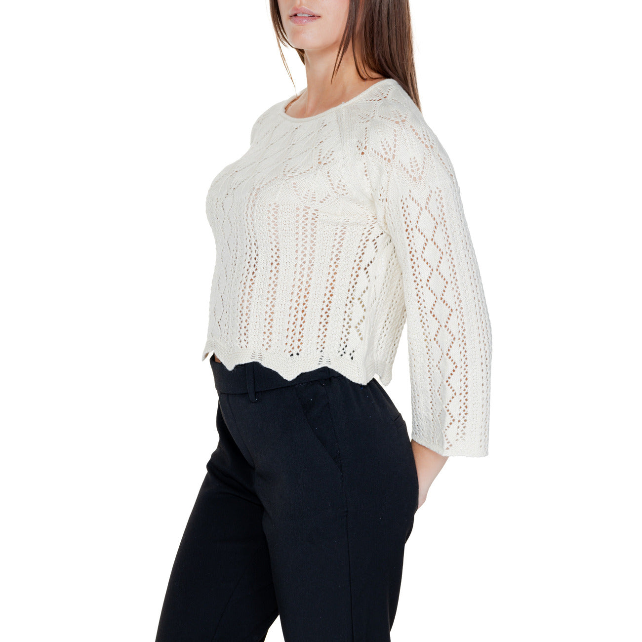 2294238 Vero Moda Maglia Beige Scollo Tondo Donna