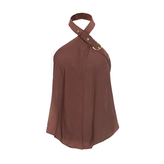 2424387 Pinko Top Marrone Donna Viscosa 100%