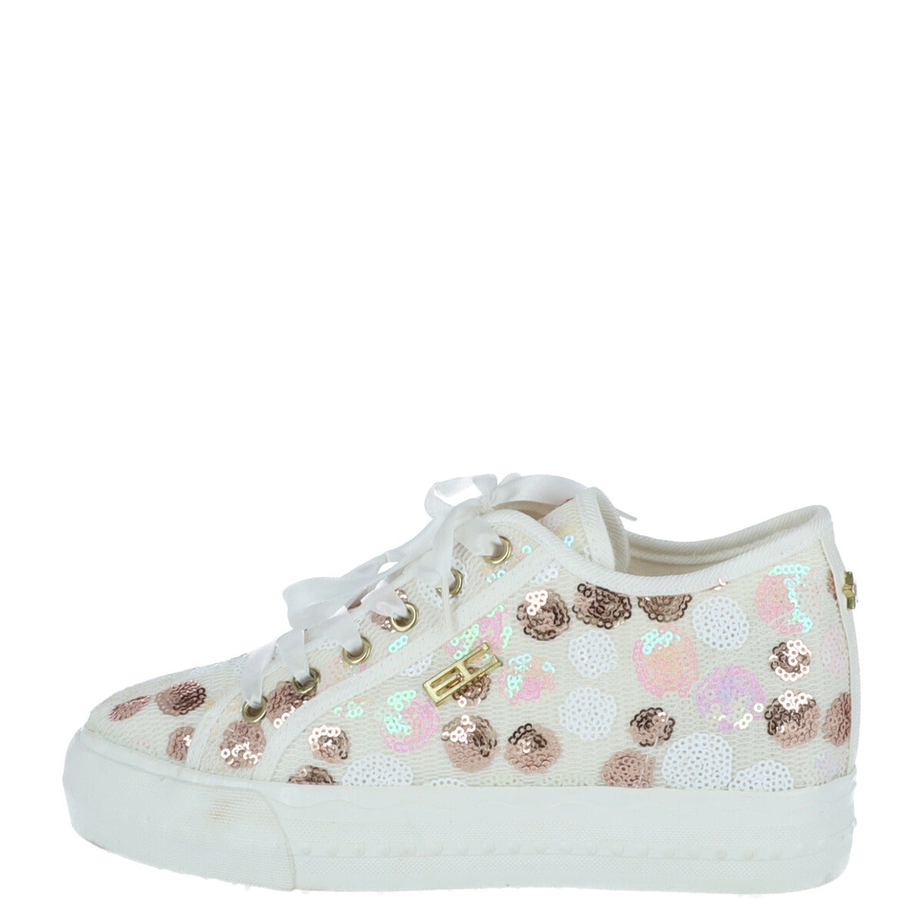 360994 Enrico Coveri Sneakers Bianche Pois Paillettes