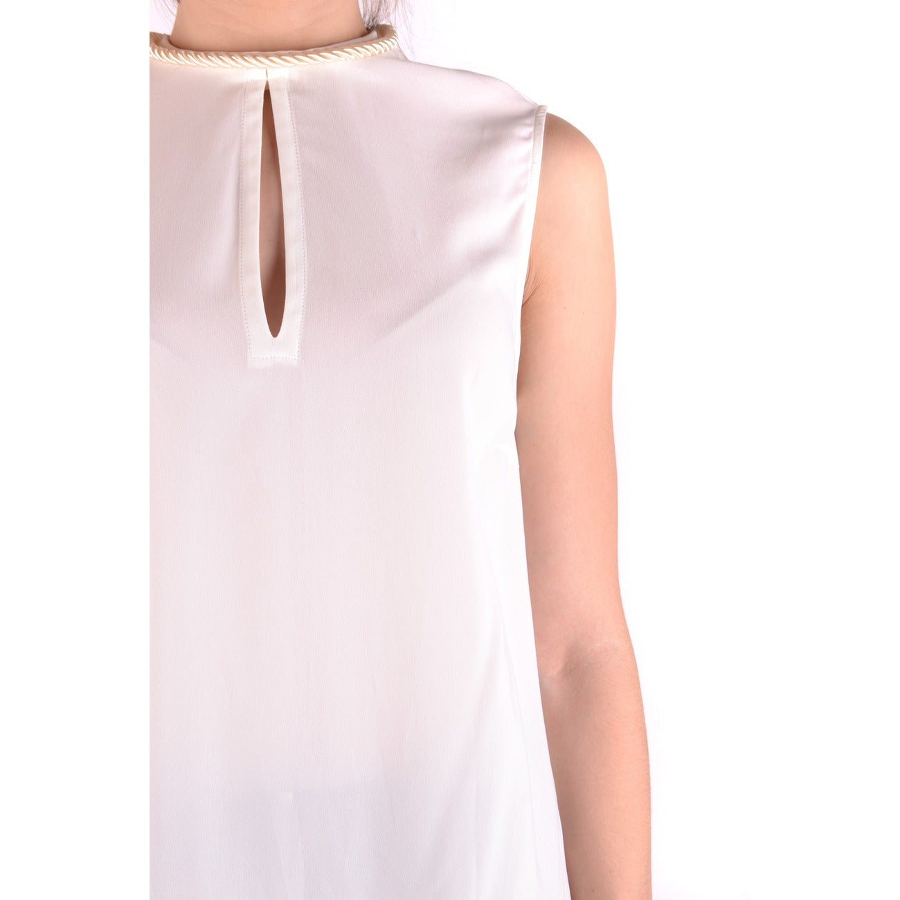 2423000 Pinko Top Bianco Smanicato in Viscosa Donna
