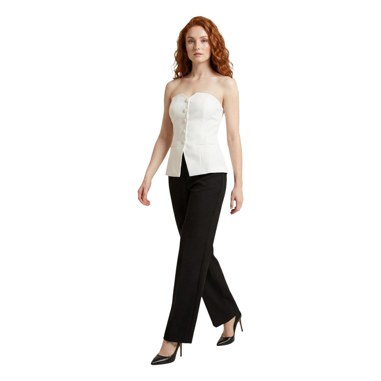 516745 Morgan De Toi Top Bianco Scollo Cuore Donna Primavera/Estate