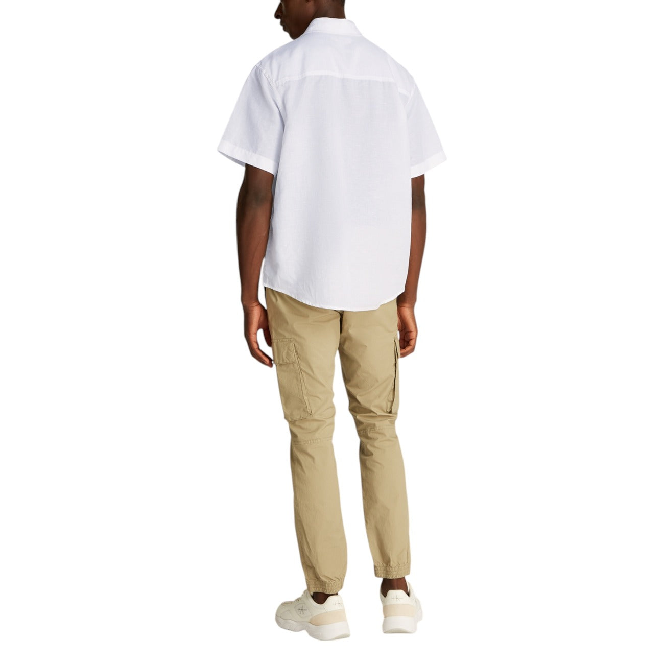 2419087 Calvin Klein Jeans Camicia Bianca Lino Cotone Uomo